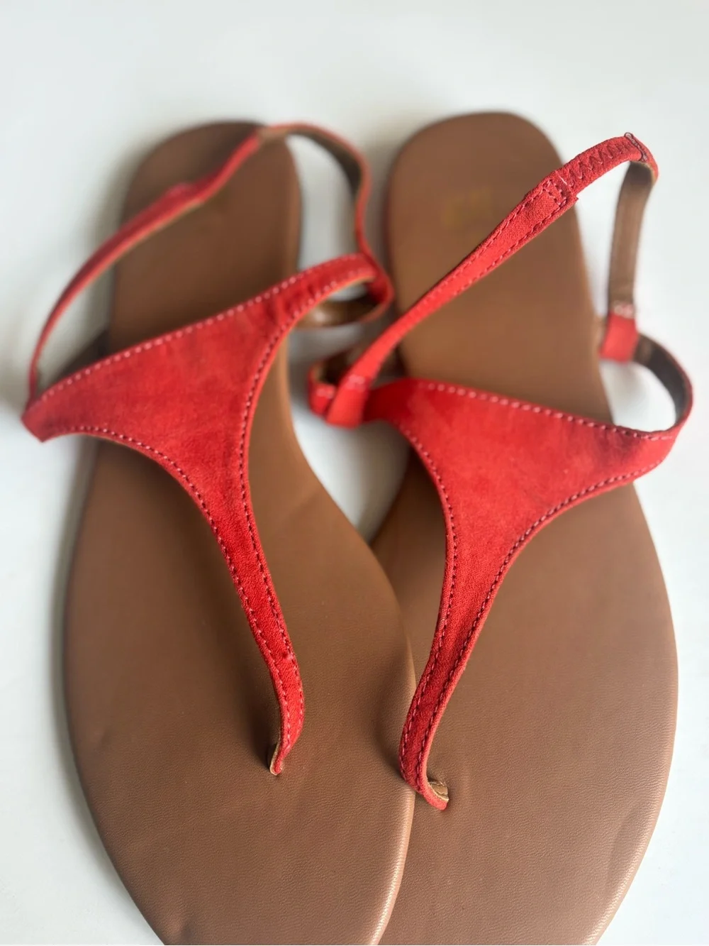 H&M Red/Orange T-Strap Slingback Sandals